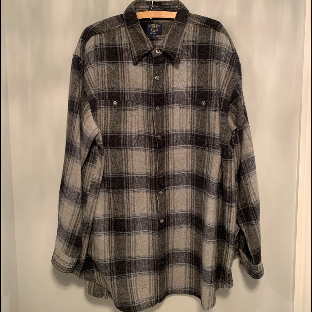 Men’s Salmon River Black Plaid button up shirt
